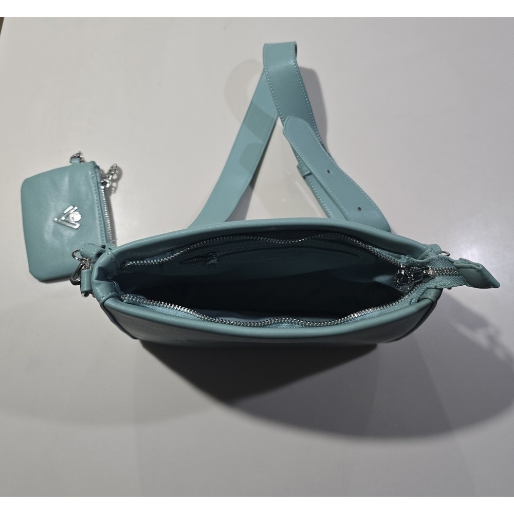 Valentino Orlandi Embossed Teal Vegan‎ Leather Crossbody Bag w/ Wallet NWT - Picture 7 of 7